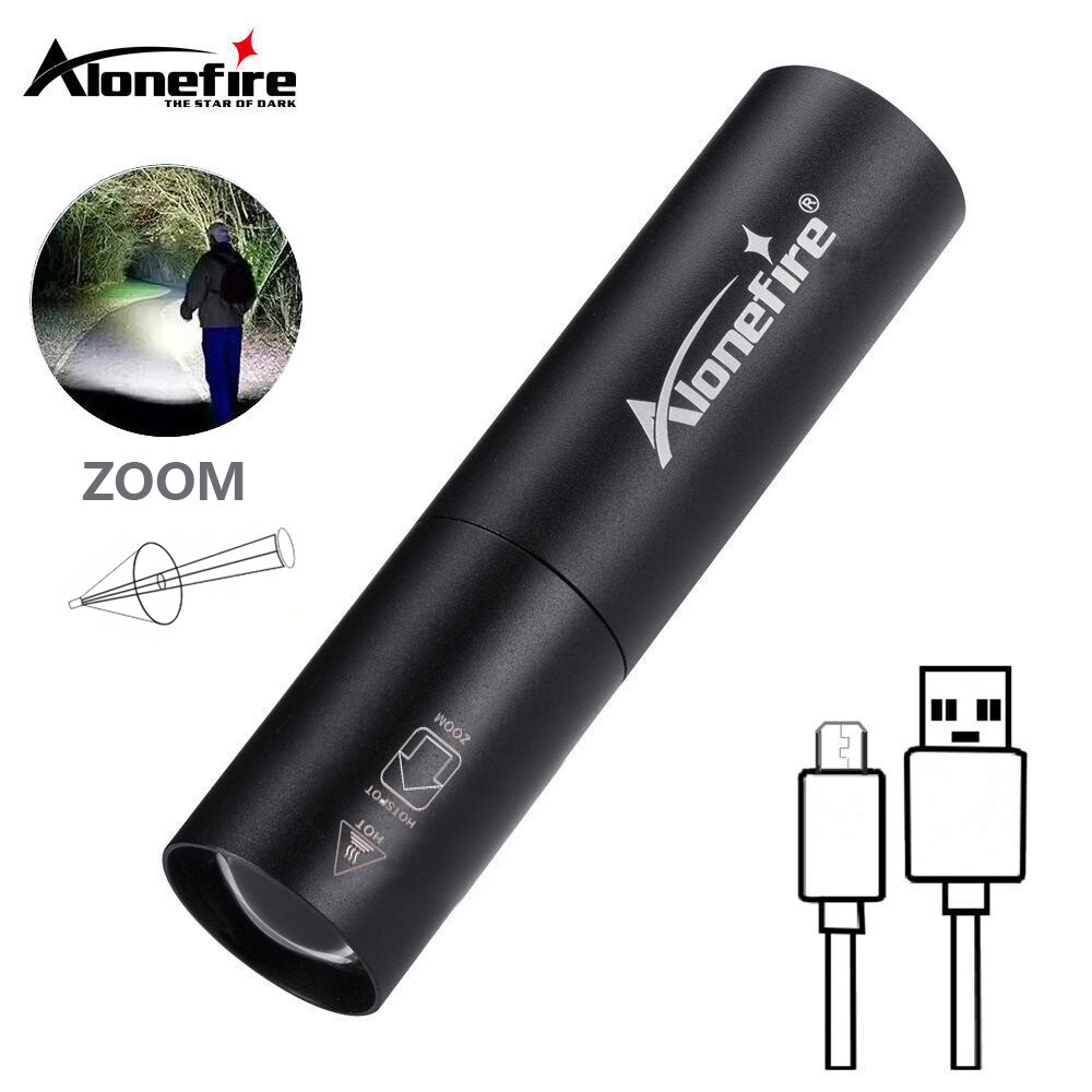 Alonefire SV2 Zoom Portable Mini Rechargeable LED Flashlight Waterproof