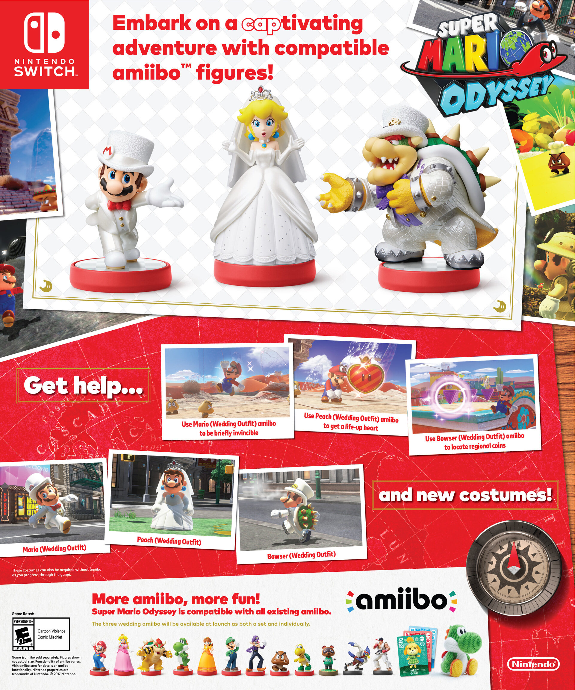 Nintendo Amiibo - Mario / Peach / Bowser - Wedding Style (Super Mario Odyssey)