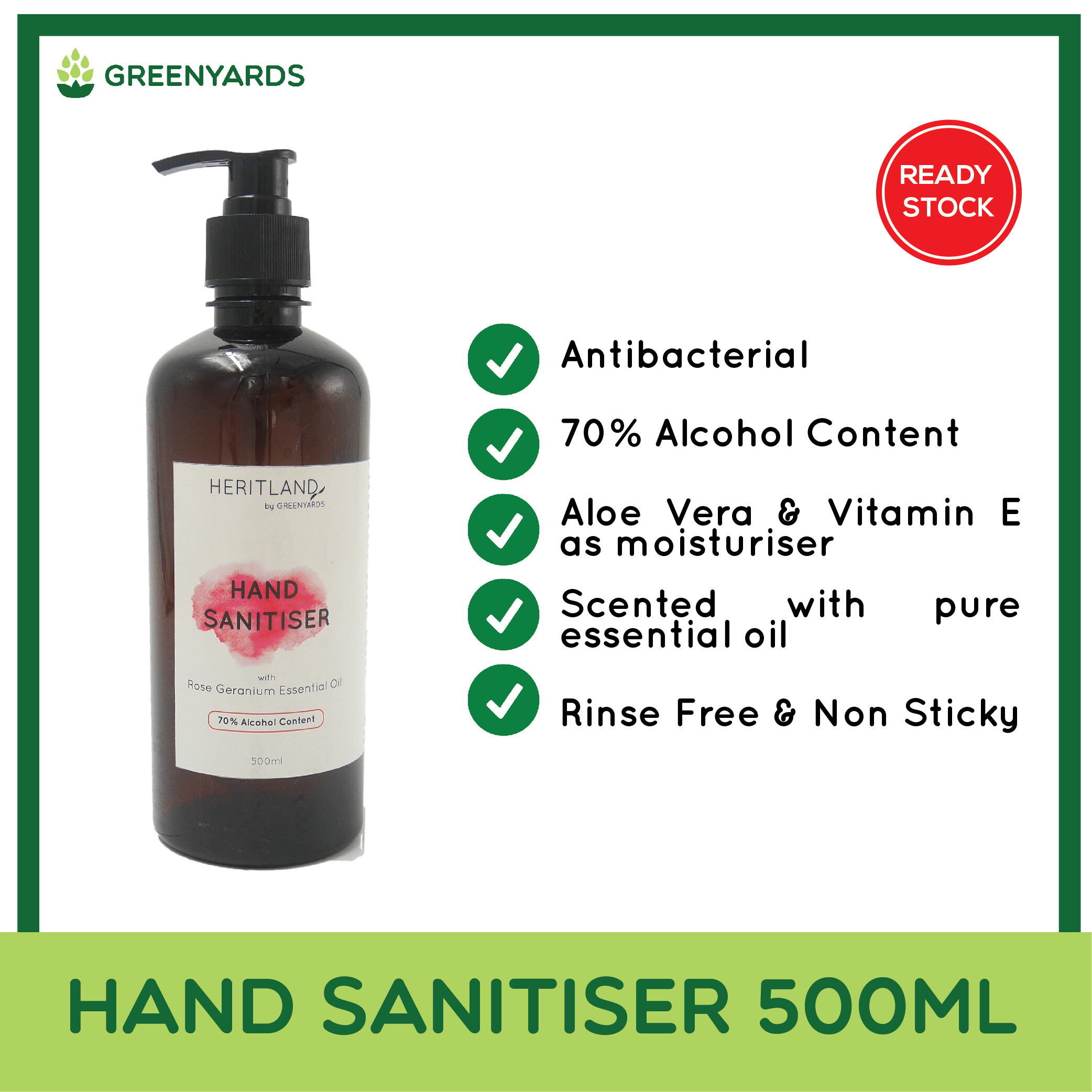 Gambar Ready Stock Rose Geranium Hand Sanitiser liquid Moisturising Aloe Vera 70% isopropyl alcohol ?????????