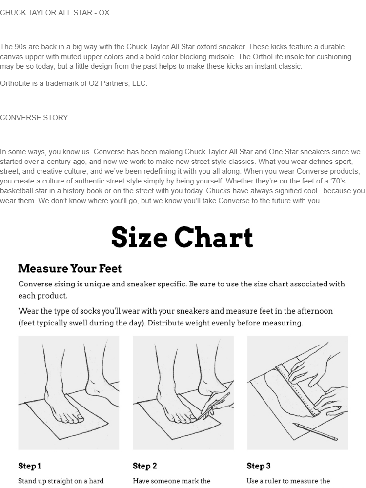 Converse Com Size Chart