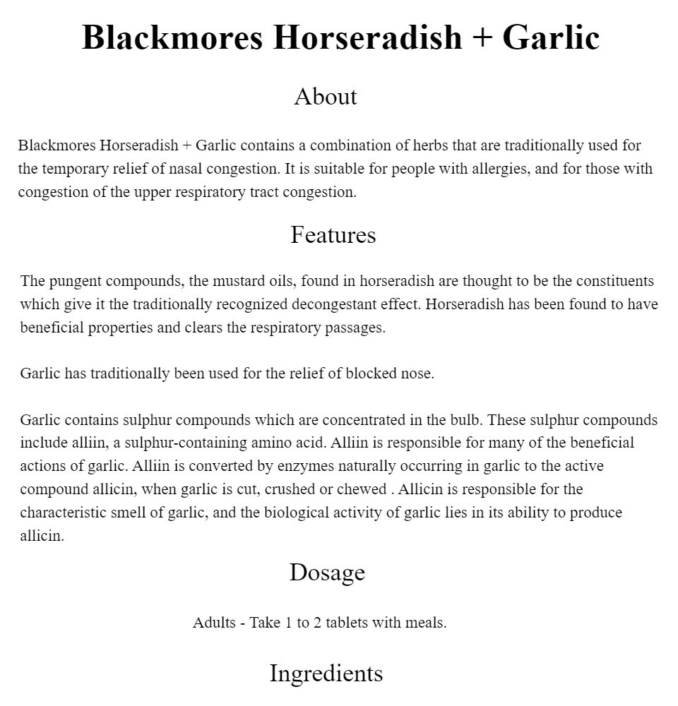Blackmores Horseradish + Garlic 60s x 2 Bottles (TWIN) EXP12/2024