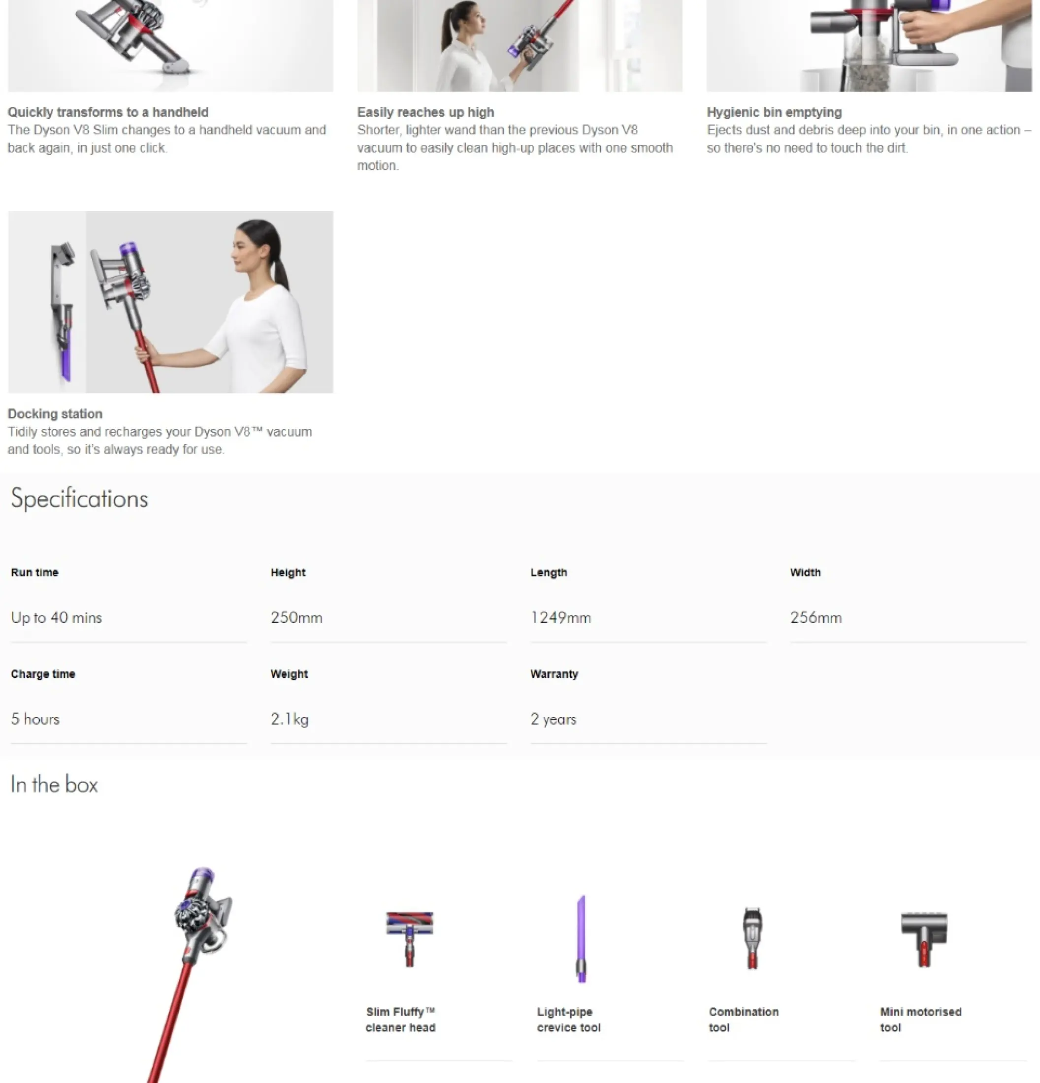 Dyson Stick Vacuum Cleaner V8 Slim Fluffy+ | Seng Huat