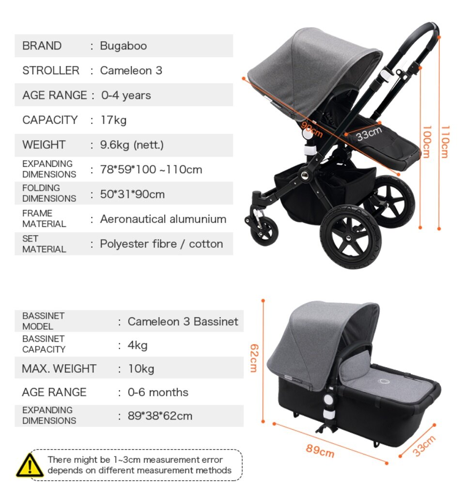 bugaboo cameleon 3 size