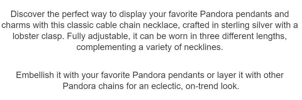 Pandora Adjustable Silver Classic Cable 
