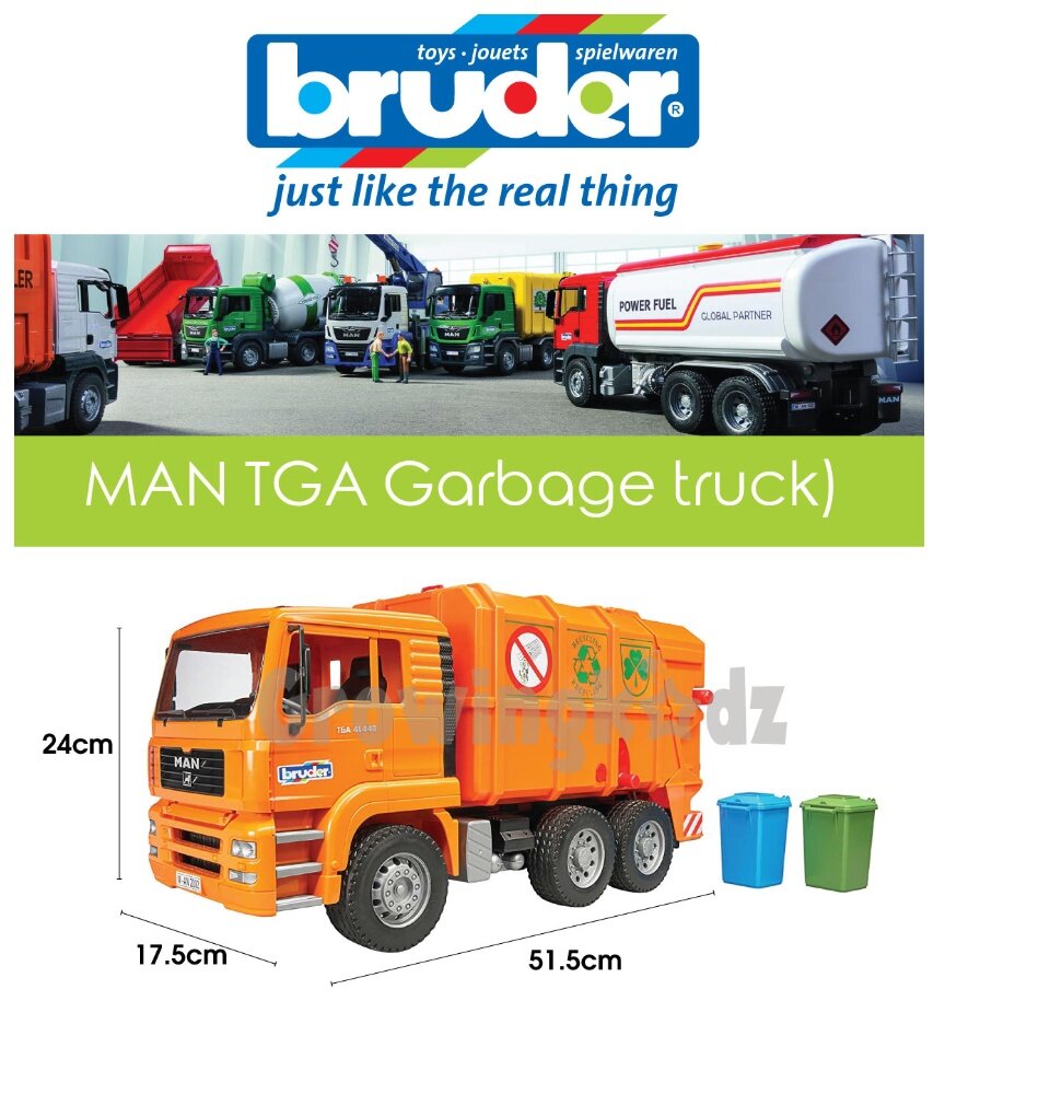 Bruder 02760 MAN Garbage Truck Orange Lazada