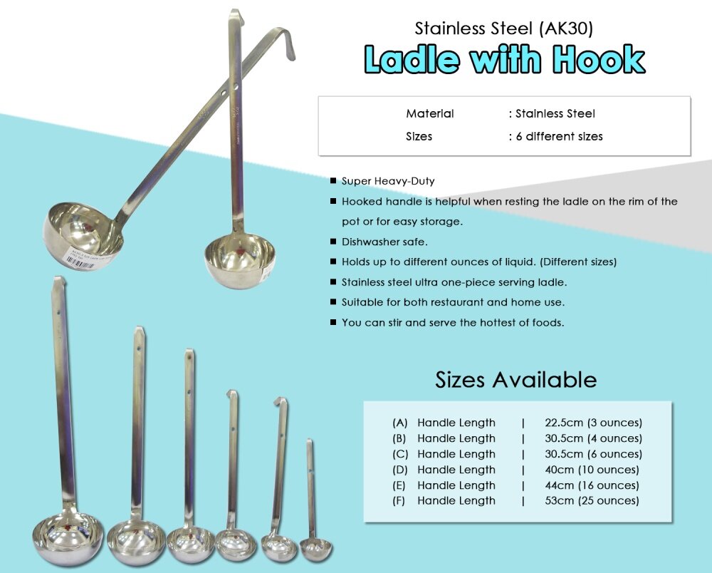 Stainless Steel Ladle Soup and Sauce Serving Spoon with Hanging Hook