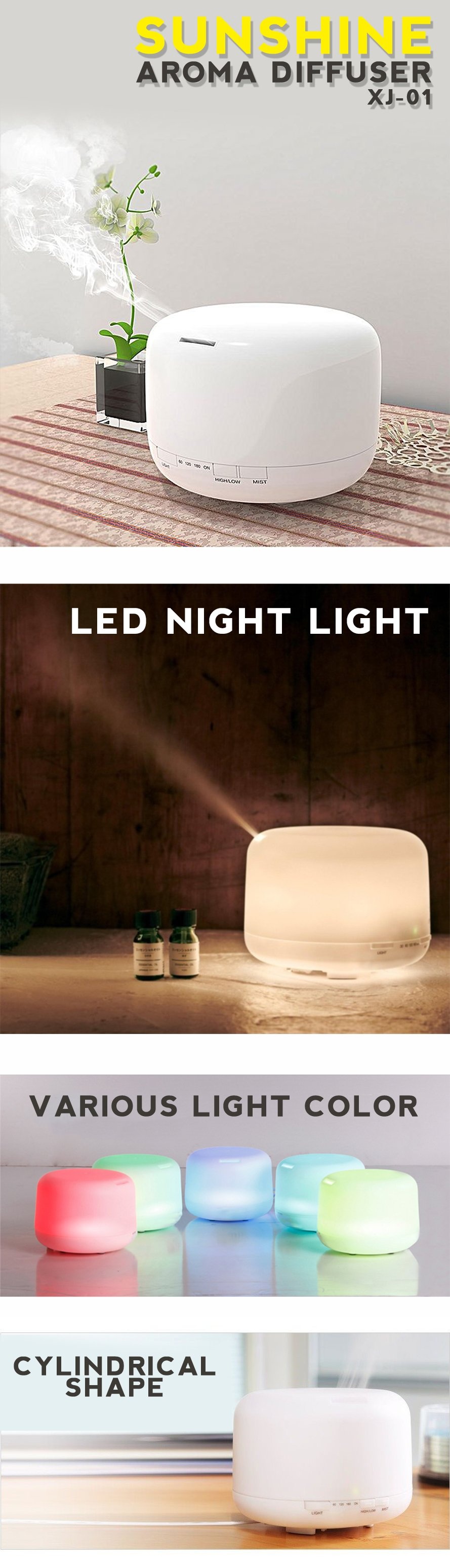 Diffuser Night Light Clean Sunshine Aroma Diffuser - Colorful LED Night Light | PGMall