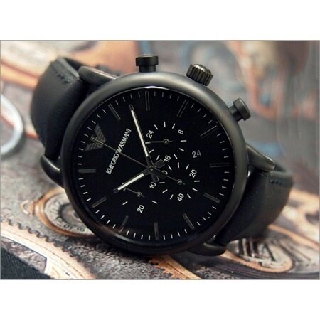 Chronograph Emporio Lazada Dial ORIGINAL) Leather Men\'s Black Luigi 100% (Black) | Watch AR1970 Armani