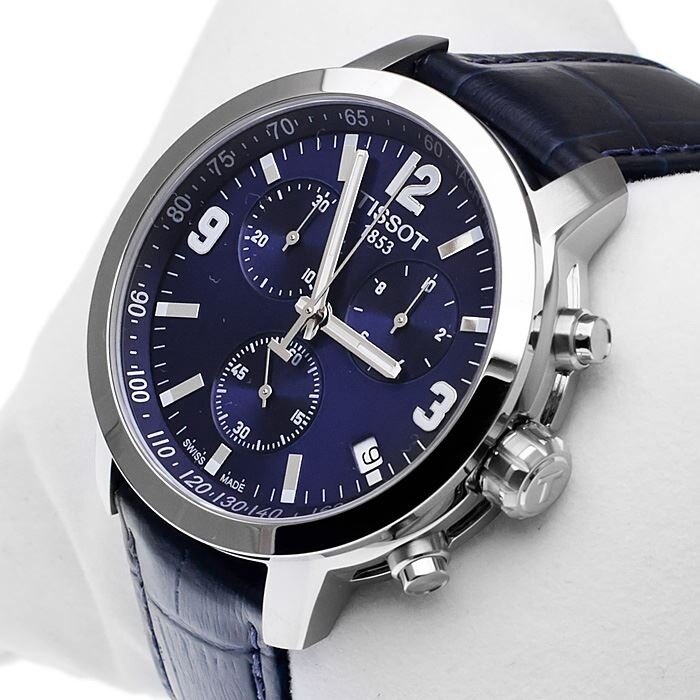 Official Warranty] Tissot T055.417.16.047.00 Men's PRC 200 Chronograph  Leather Watch (Blue) T0554171604700 (watch for men / jam tangan lelaki /  tissot watch for men / tissot watch / men watch) | Lazada